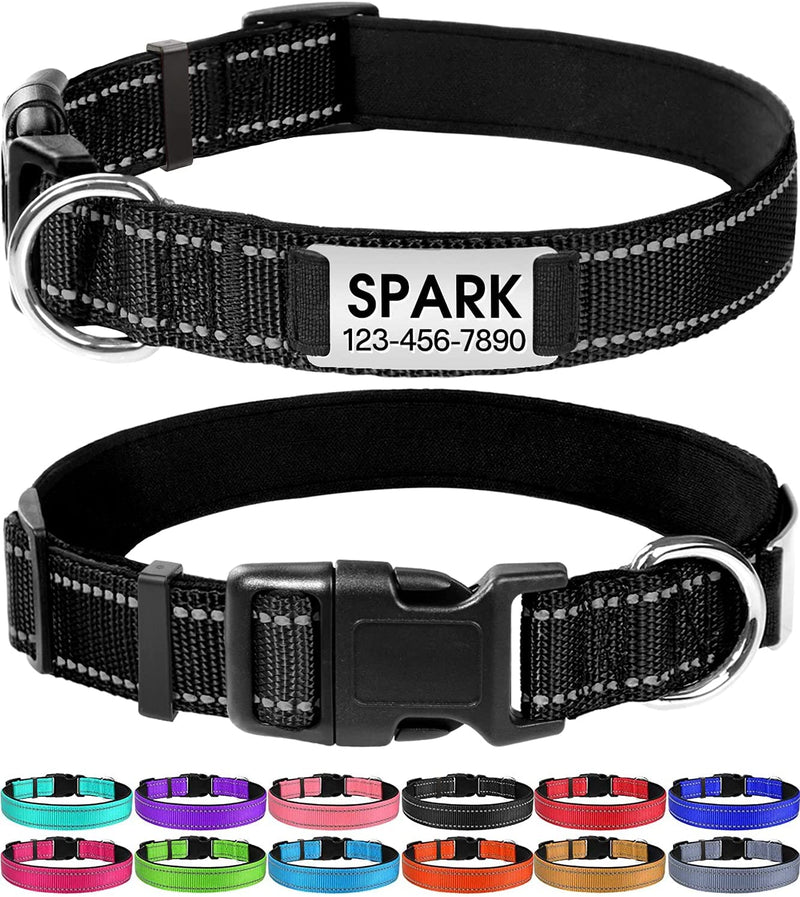 JOYTALE Personalized Reflective Dog Collar with Engraved Slide on ID Tags