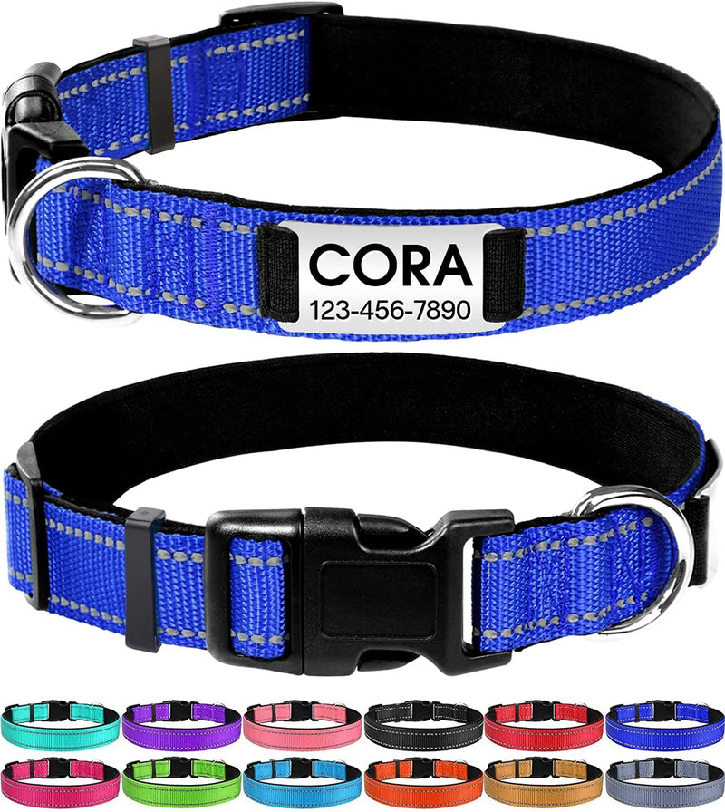 JOYTALE Personalized Reflective Dog Collar with Engraved Slide on ID Tags