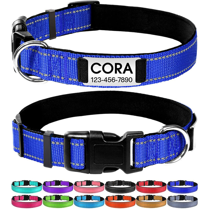 JOYTALE Personalized Reflective Dog Collar with Engraved Slide on ID Tags