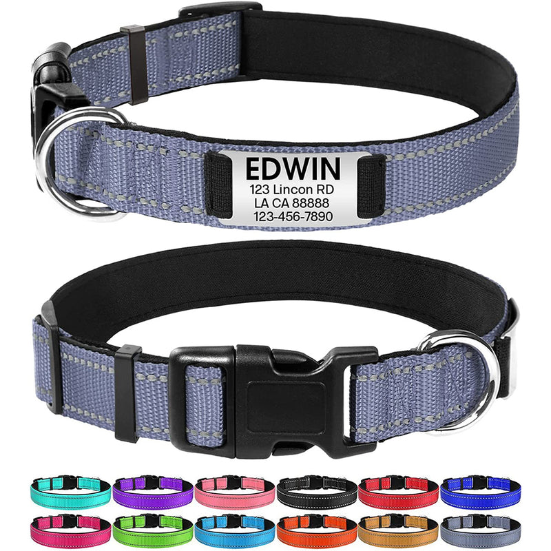 JOYTALE Personalized Reflective Dog Collar with Engraved Slide on ID Tags