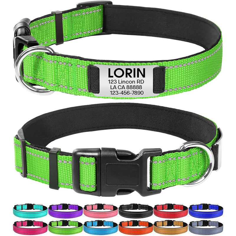 JOYTALE Personalized Reflective Dog Collar with Engraved Slide on ID Tags