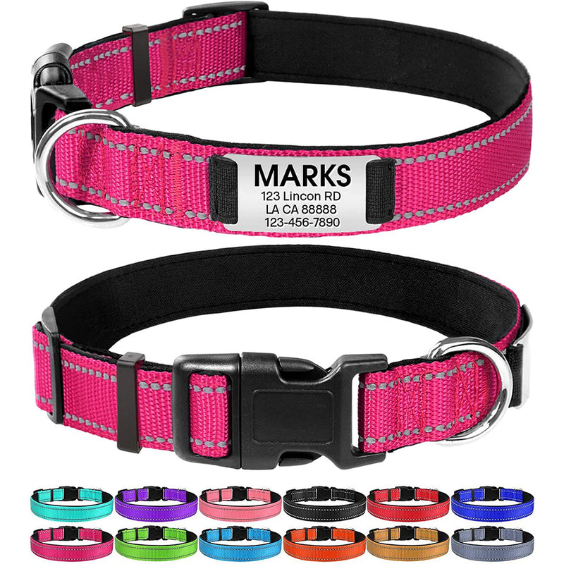 JOYTALE Personalized Reflective Dog Collar with Engraved Slide on ID Tags