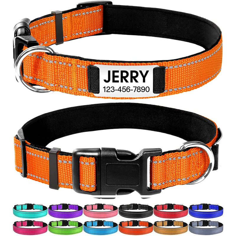 JOYTALE Personalized Reflective Dog Collar with Engraved Slide on ID Tags