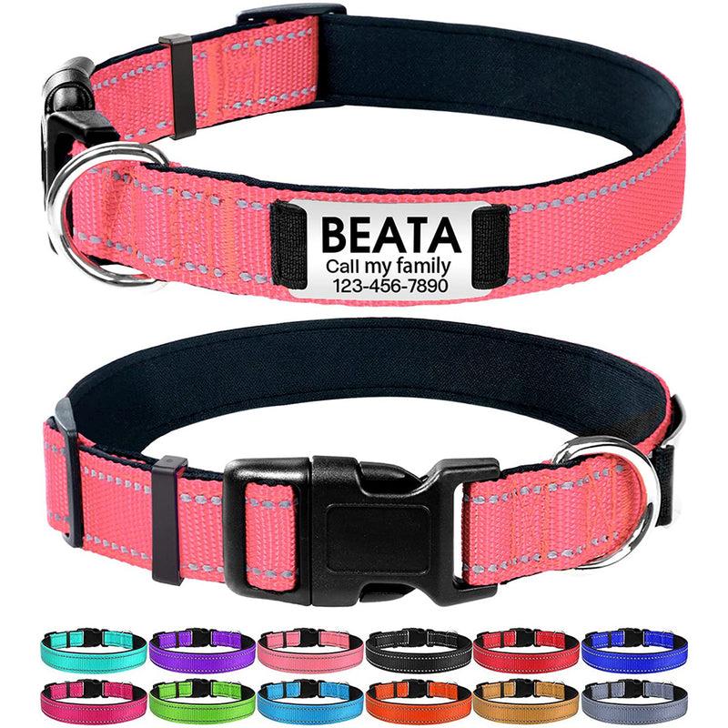 JOYTALE Personalized Reflective Dog Collar with Engraved Slide on ID Tags
