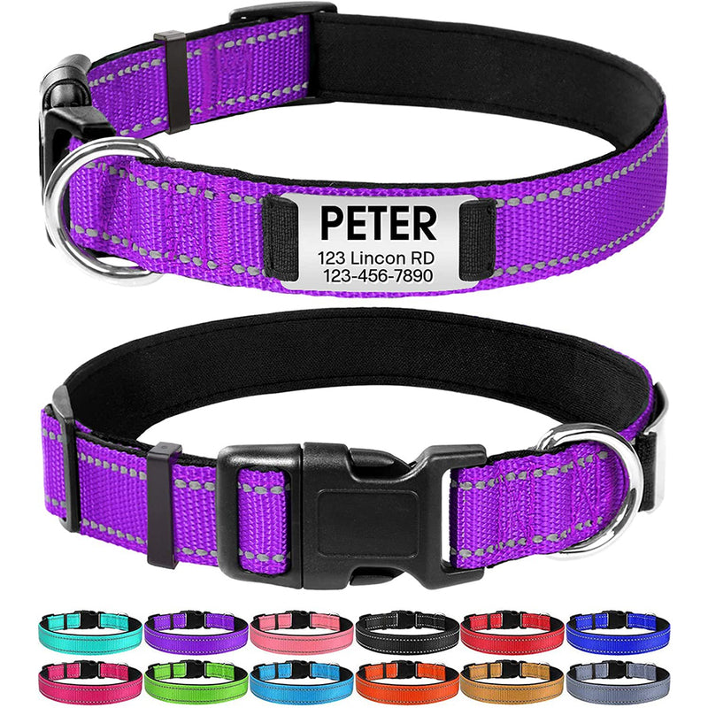 JOYTALE Personalized Reflective Dog Collar with Engraved Slide on ID Tags