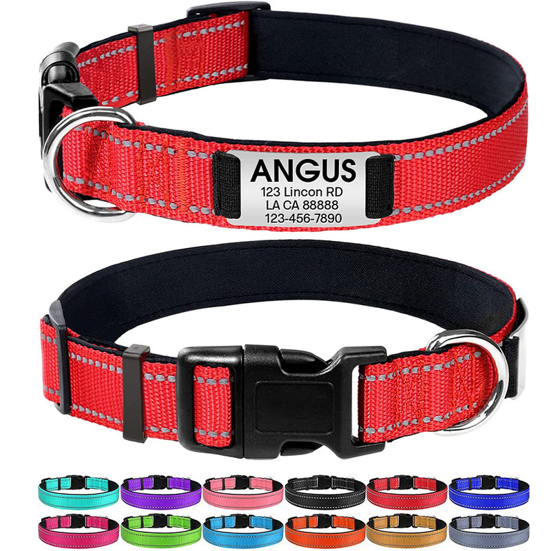 JOYTALE Personalized Reflective Dog Collar with Engraved Slide on ID Tags