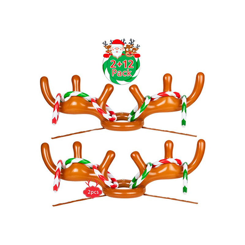 Joyjoz 2 Packs Christmas Inflatable Reindeer Antler Ring Toss Game