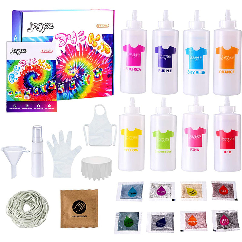 Joyjoz Tie Dye Kit for Kids, 16 Bags Pigment 8 Colors (120ml)