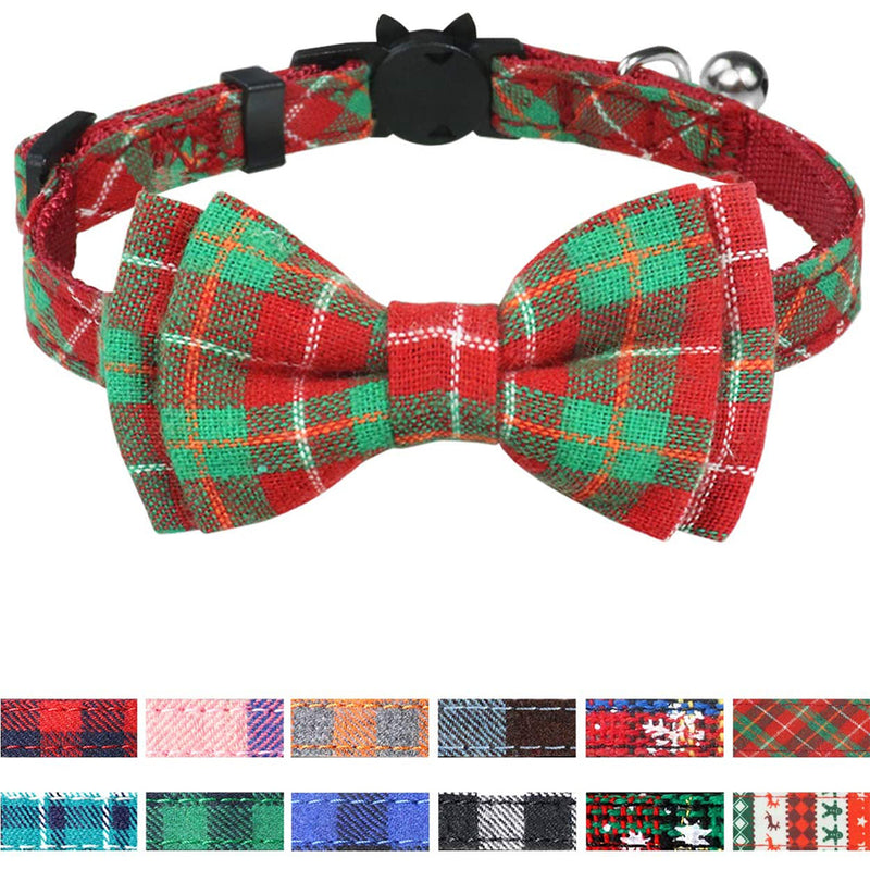 Joytale Breakaway Cat Collar with Bow Tie and Bell, Cute Plaid Patterns, 1or 2 Pack