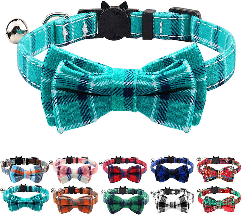 Joytale Breakaway Cat Collar with Bow Tie and Bell, Cute Plaid Patterns, 1or 2 Pack