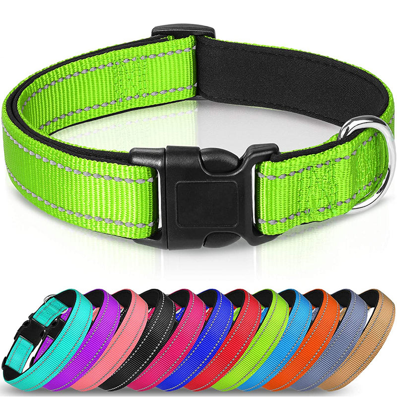 JOYTALE Reflective, Adjustable Dog Collar,12 Colors,Padded Breathable Nylon