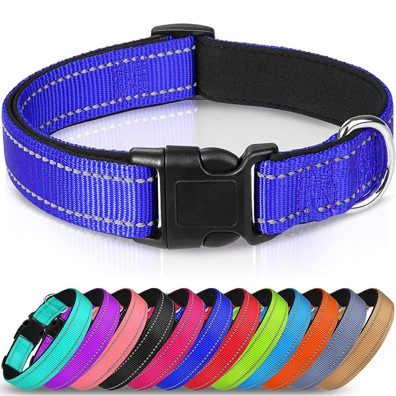 JOYTALE Reflective, Adjustable Dog Collar,12 Colors,Padded Breathable Nylon