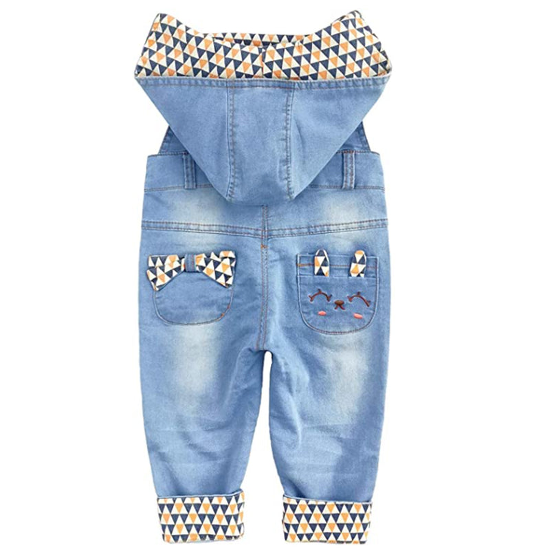 KIDSCOOL SPACE Baby Denim Overall,Hooded Little Kid Jean Jumper