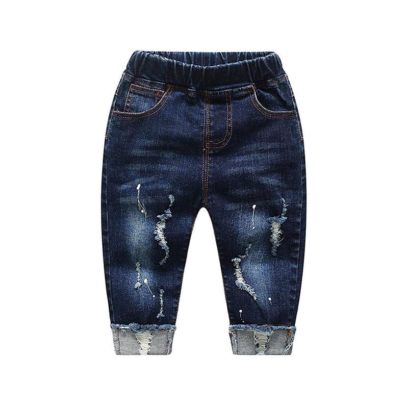 KIDSCOOL SPACE Baby Girl Boy Jeans,Little Kid Elastic Waist Ripped Denim Pants