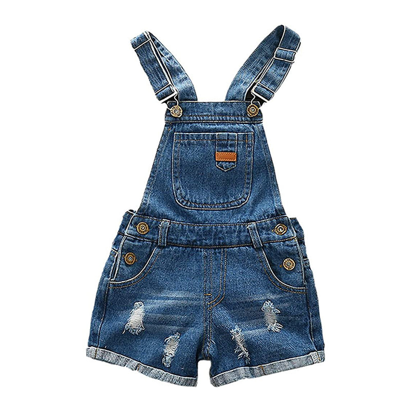 KIDSCOOL SPACE Baby Jean Overalls,Big Ripped Denim Shortall