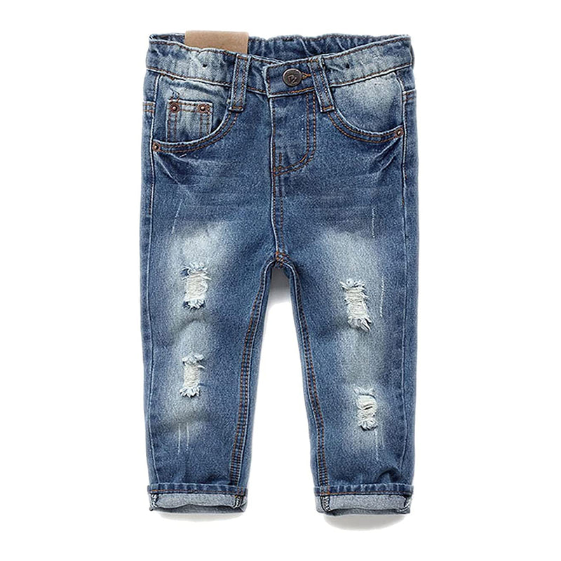 KIDSCOOL SPACE Little Kid Elastic Band Inside Ripped Denim Pants