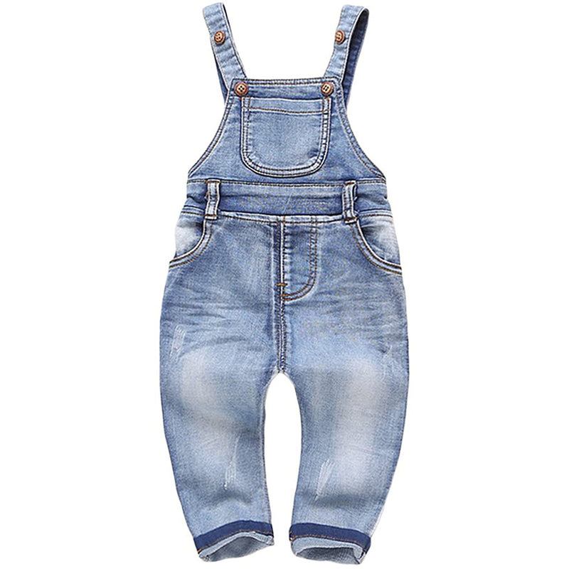 KIDSCOOL SPACE Little Kids Water Washed Ripped Soft Denim Overalls