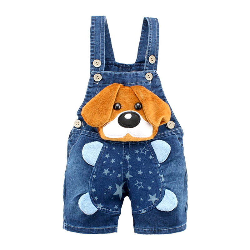 KIDSCOOL SPACE Toddler Denim Cartoon 3D Animal Shortalls