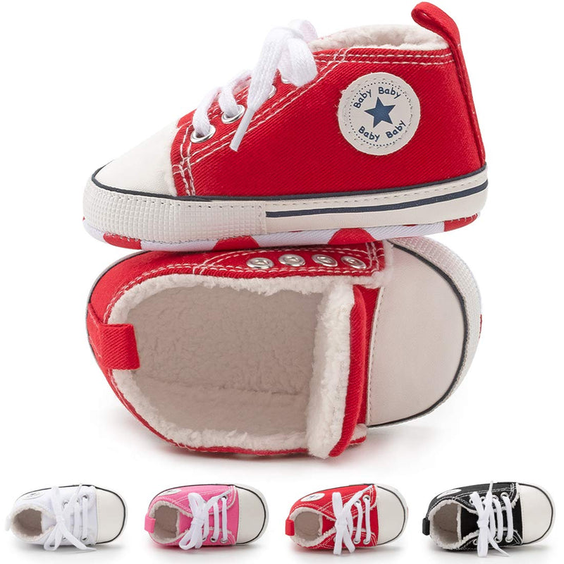 KIDSUN Unisex Baby Boy Girl Canvas Sneaker Soft Sole Ankle Infant First Walkers Crib Shoe