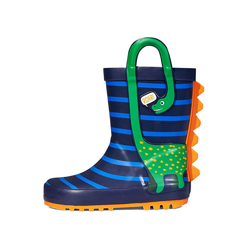 K KomForme Kids Animal Printed Rubber Rain Boots with Easy on Handles