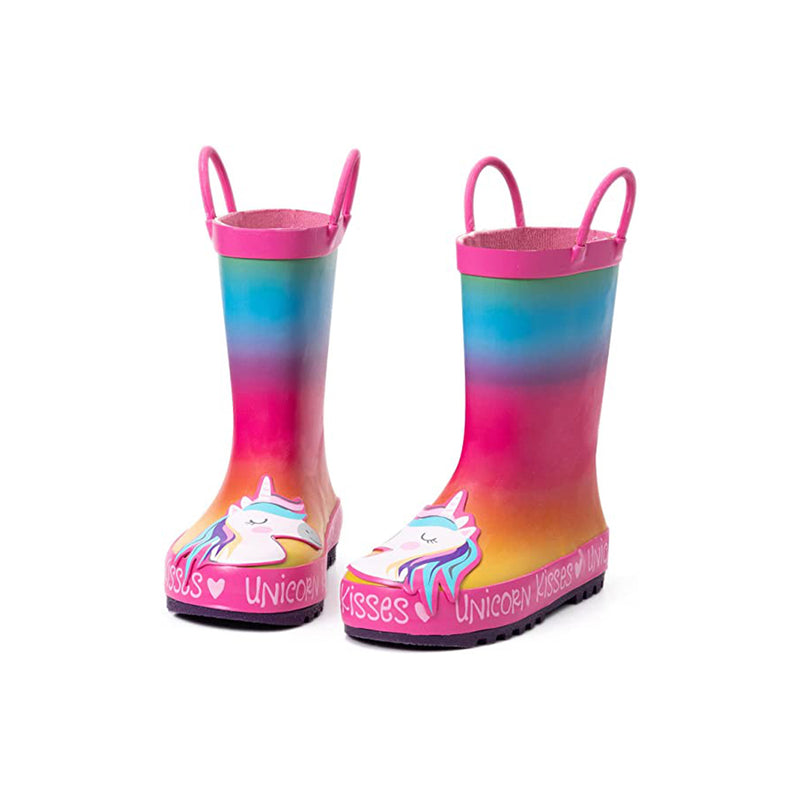 K KomForme Kids Girl Boy Rain Boots, Waterproof with Handles