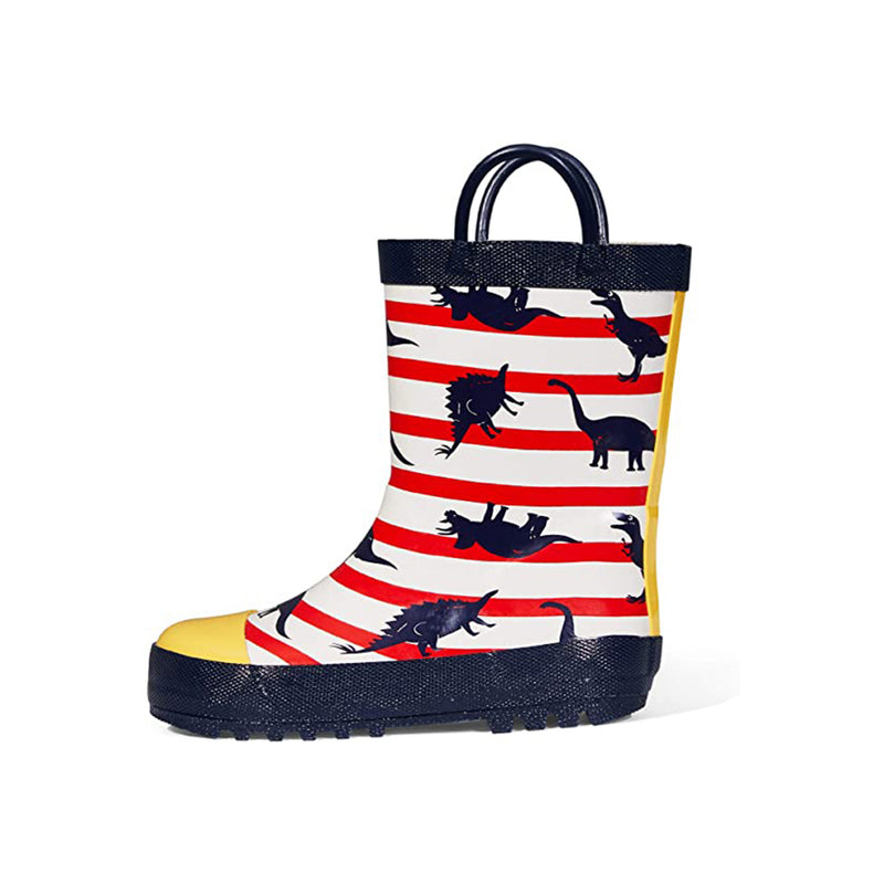 K KomForme Kids Rain Boots, Waterproof Rubber Printed with Handles