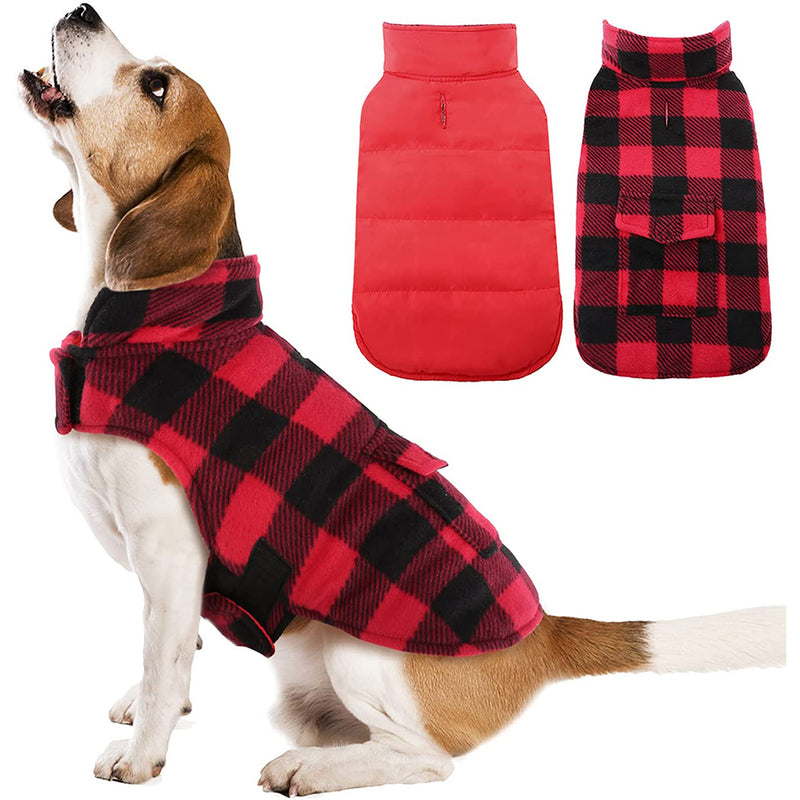 Kuoser British Style Plaid Dog Winter Coat for Small Medium and Large Dogs