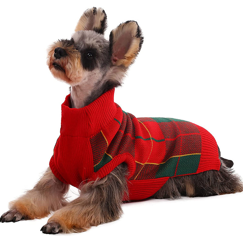 Kuoser Dog Classic Plaid Knitwear for Small Medium Sized Dog Pet Christmas Clothes