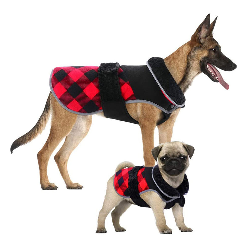 Kuoser Dog Winter Coat British Style Plaid Fleece Warm Christmas Clothes