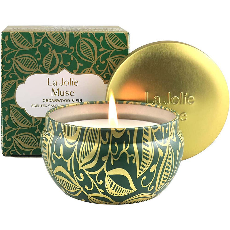 LA JOLIE MUSE Cedarwood & Fir Scented Candle, 100% Natural Soy Candle for Home