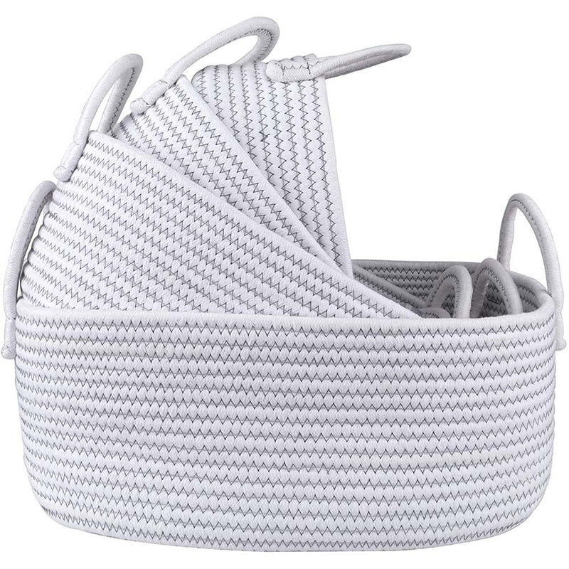 LA JOLIE MUSE Cotton Rope Woven Storage Basket, Stackable Multipurpose Organizer Bins