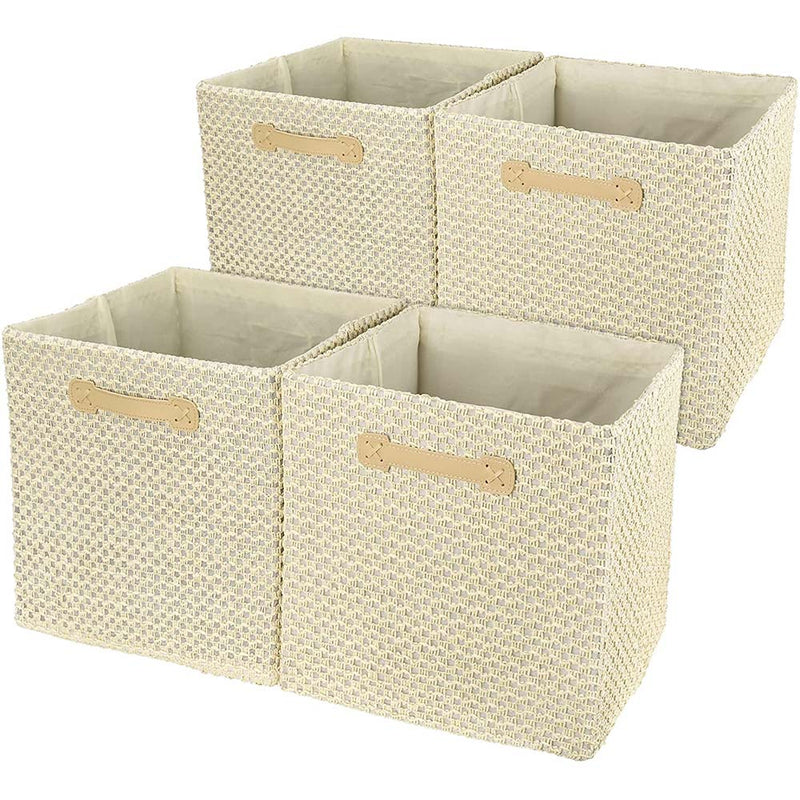 LA JOLIE MUSE Foldable Cube Storage Bins, Delicate Lace Textured Storage Cubes Organizer
