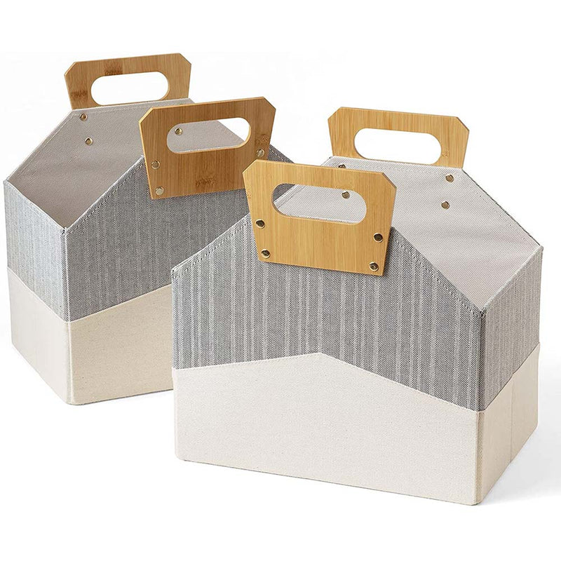 LA JOLIE MUSE Modern Magazine Rack Storage Basket, Chic Tweed Fabric Magazine Holder Basket