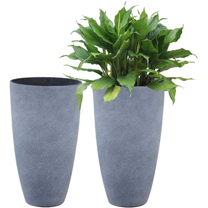 LA JOLIE MUSE Tall Planters Set 2 Flower Pots, Patio Deck Indoor Outdoor Garden Planters