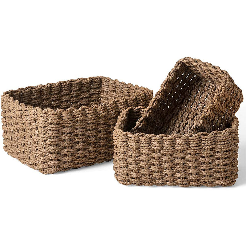 LA JOLIE MUSE Woven Storage Baskets, Recycled Paper Rope Bin Organizer
