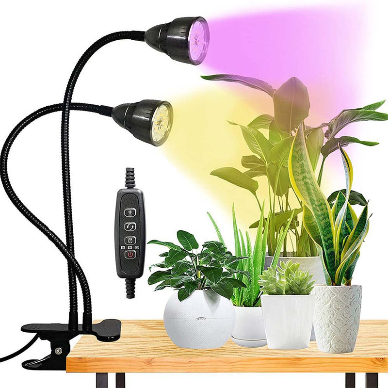 GHodec LED Grow Light for Indoor Plant, Gooseneck Dual Head Clip-on Plant Lights