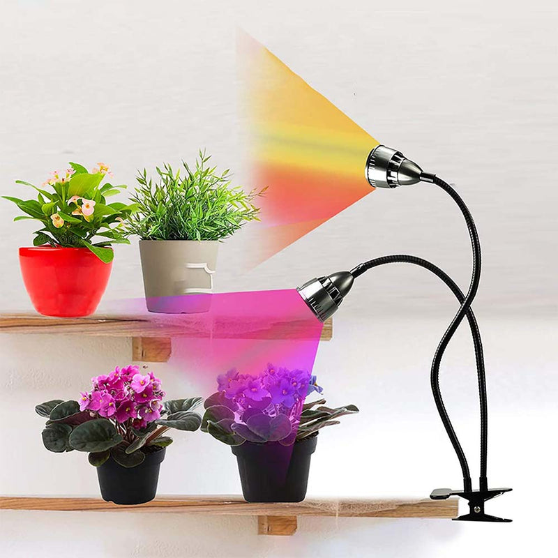 GHodec LED Grow Light for Indoor Plants,Full Spectrum Dual Head Desk Clip Plant Light