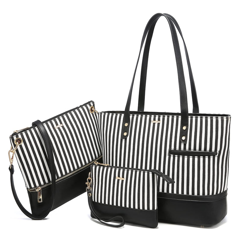 LOVEVOOK Purses for Women Striped Satchel Tote Bags Crossbody Shoulder Hobo Bag 3pcs Purse and Wallet Set