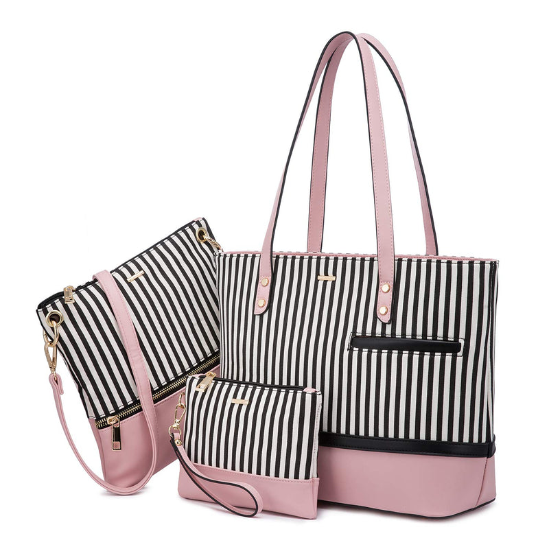 LOVEVOOK Purses for Women Striped Satchel Tote Bags Crossbody Shoulder Hobo Bag 3pcs Purse and Wallet Set