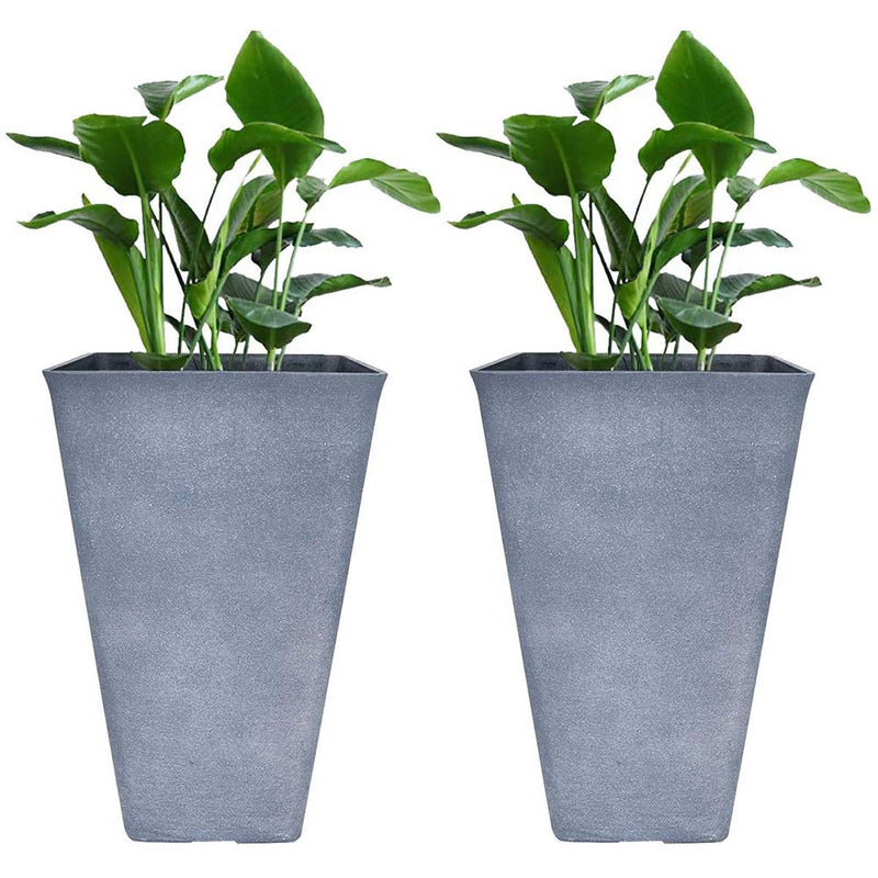 La Jolie Muse Tall Planters Large Flower Pots, Indoor and Outdoor Patio Deck Resin Rectangular Planters