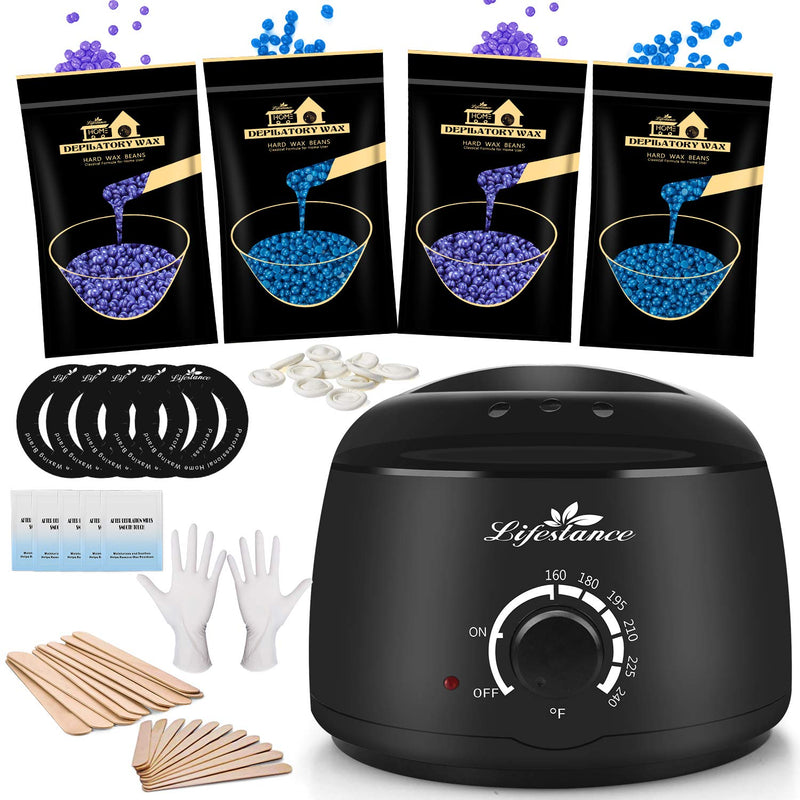 Lifestance Waxing Kit, Starter Wax Warmer Hair Removal Kit with Relaxing Lavender Formulas