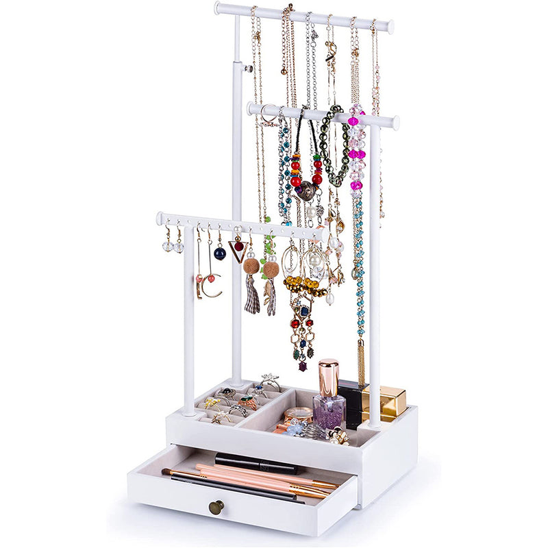 Love-KANKEI Necklace Holder Jewelry Tree Stand Adjustable Height with Large Storage