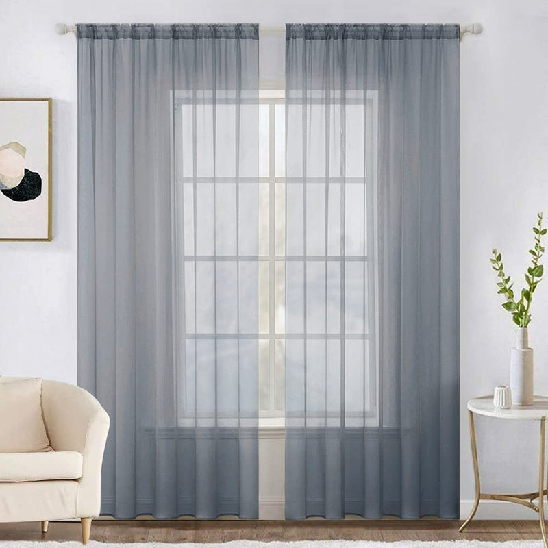 MIULEE 2 Panels Solid Color White Sheer Window Curtains Elegant Window Voile Panels/Drapes
