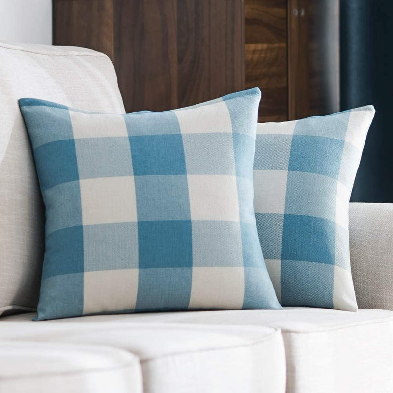 MIULEE Fall Decorative Classic Retro Checkers Plaids Throw Pillow Covers Polyester Linen Soft Soild Pillow