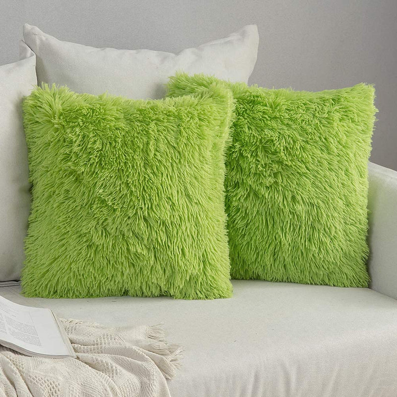 MIULEE Pack of 2 Luxury Faux Fur Throw Pillow Cover Deluxe Decorative Plush Pillow Case Cushion Cover
