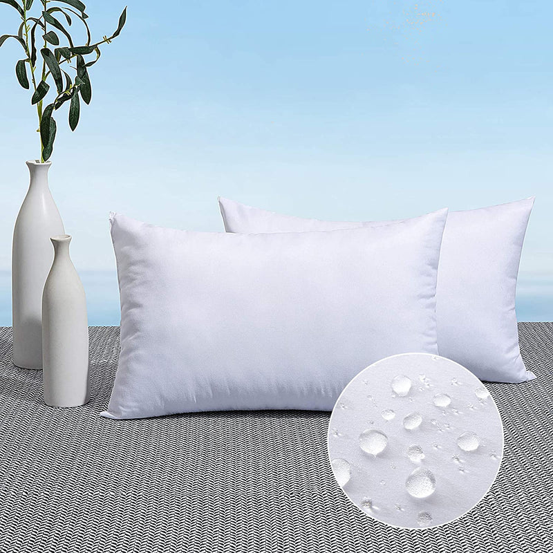 MIULEE Pack of 2 Outdoor Pillow Inserts Waterproof 12x20 Throw Pillow Inserts Premium Hypoallergenic Pillow