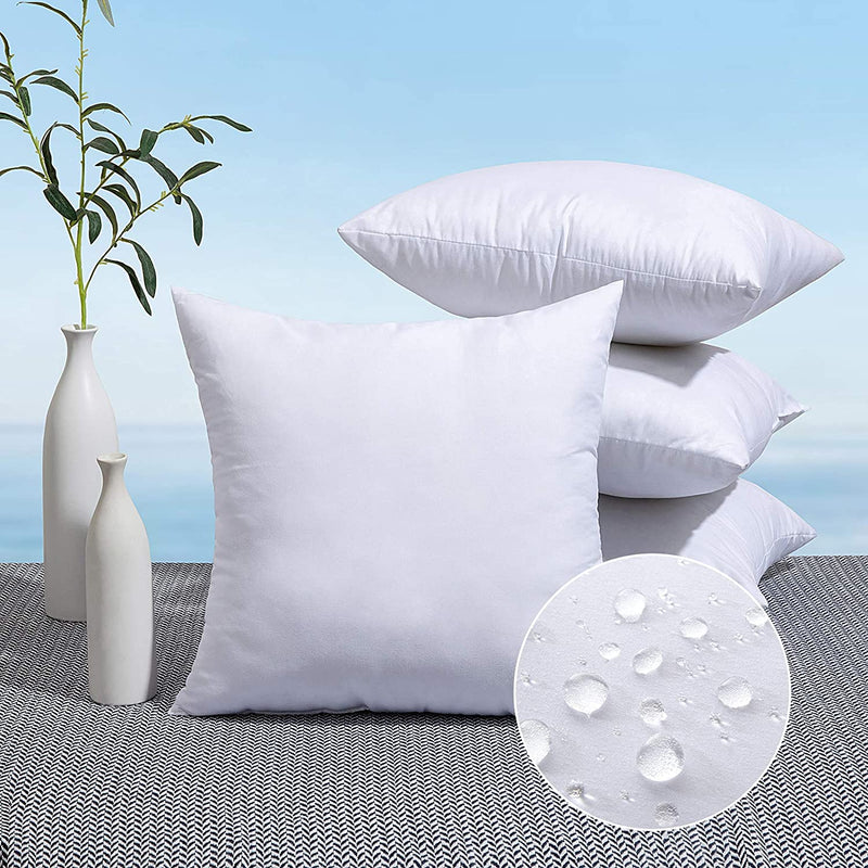 MIULEE Pack of 4 Outdoor Pillow Inserts Waterproof 18x18 Throw Pillow  Hypoallergenic Pillow