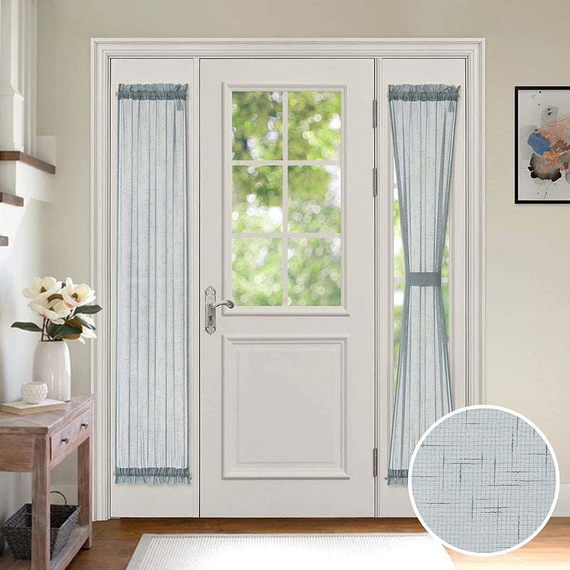MIULEE Set of 2 72 Inches Length Door Curtains with Linen Texture for Sidelight Semi-Sheer Window