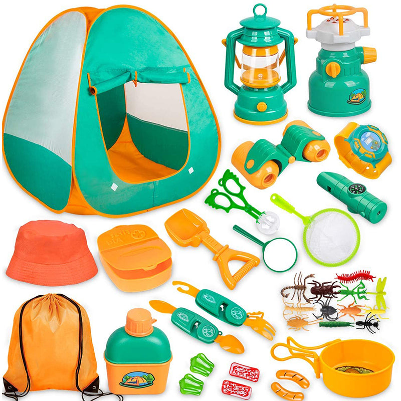 Meland Kids Camping Set with Tent 24pcs - Camping Gear Tool Pretend Play Set