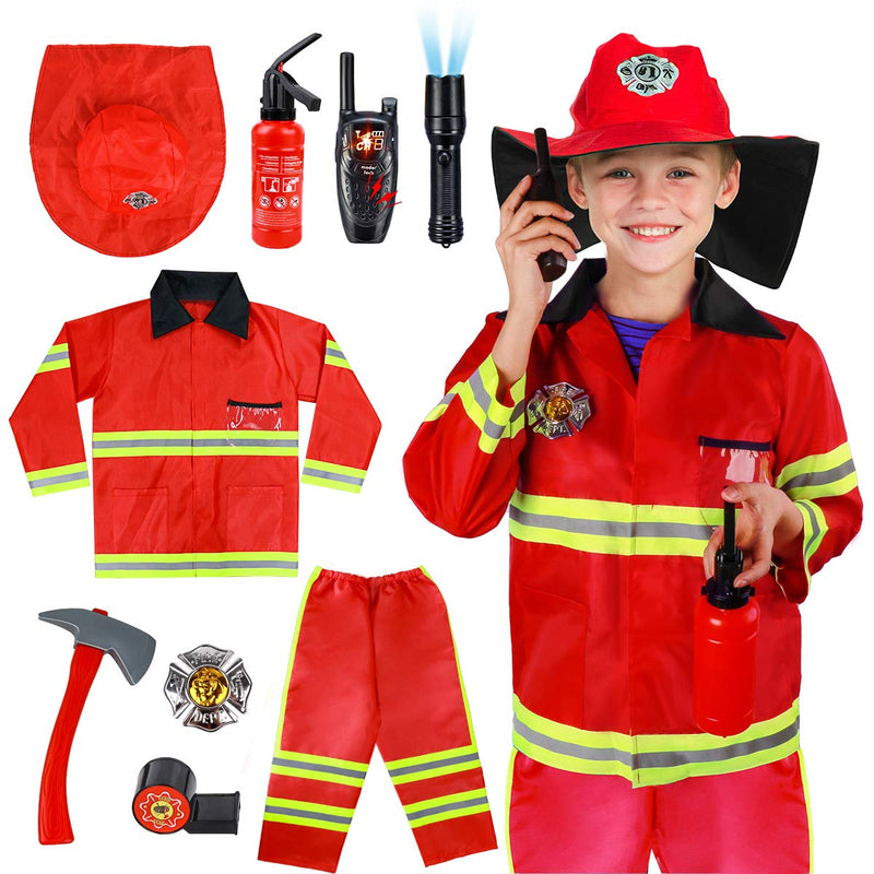 Meland Kids Fireman Costume Role Play Set - Firefighter Dress-up and Fireman Toys Accessories